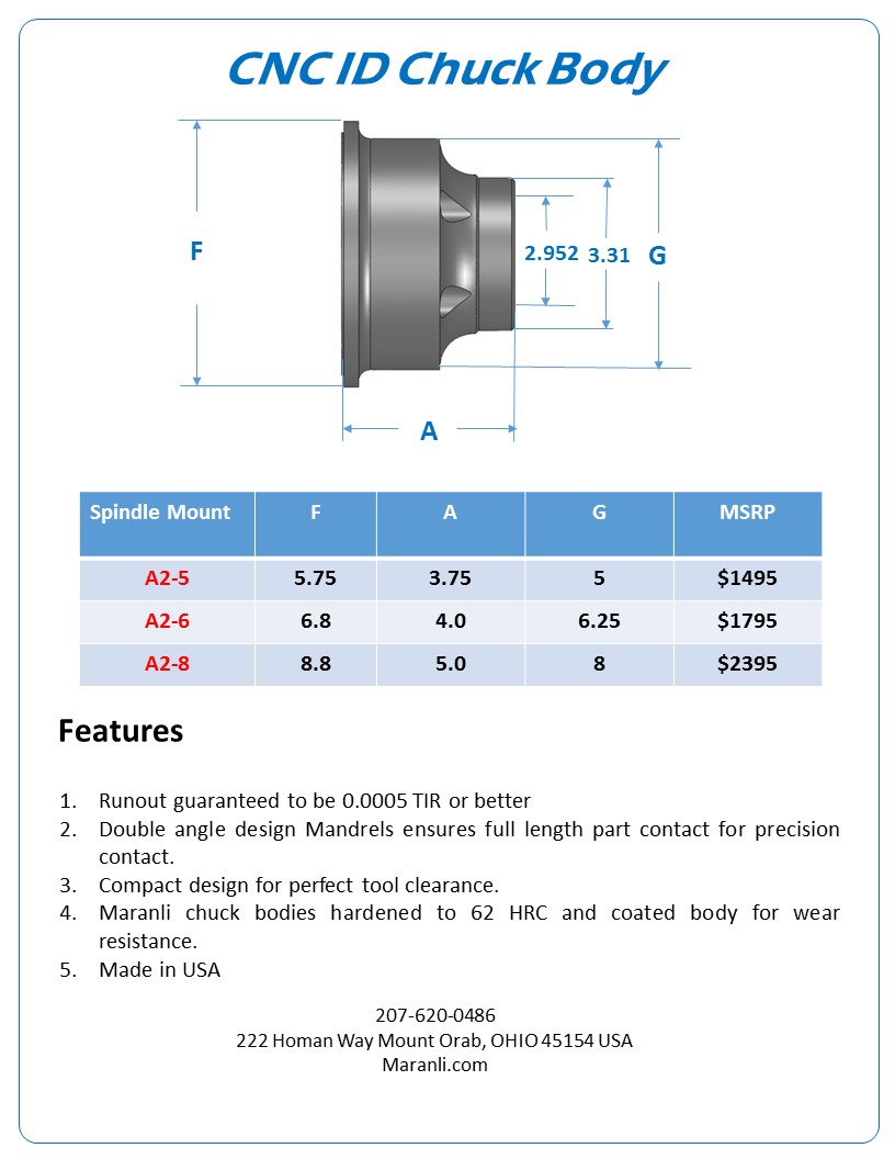 Maranli ID Chuck Holder Spec Sheet-1